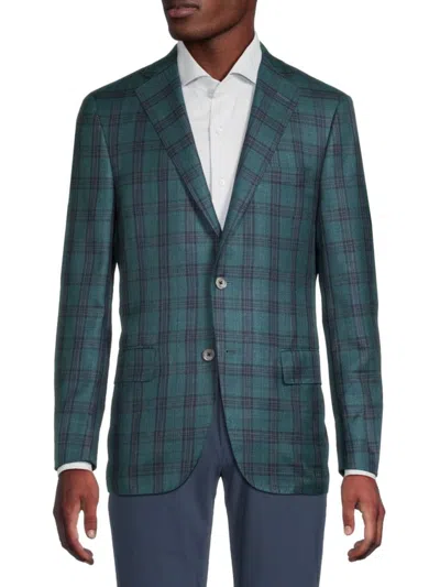 Heritage Gold Men's Plaid Wool-silk-linen Sportcoat In Gray
