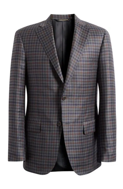 Heritage Gold Milano Contemporary Fit Check Super 130s Wool Sport Coat In Blue