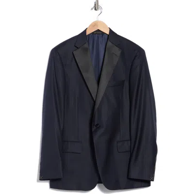 Heritage Gold Navy Jacquard Wool & Silk Blend Sport Coat In Blue