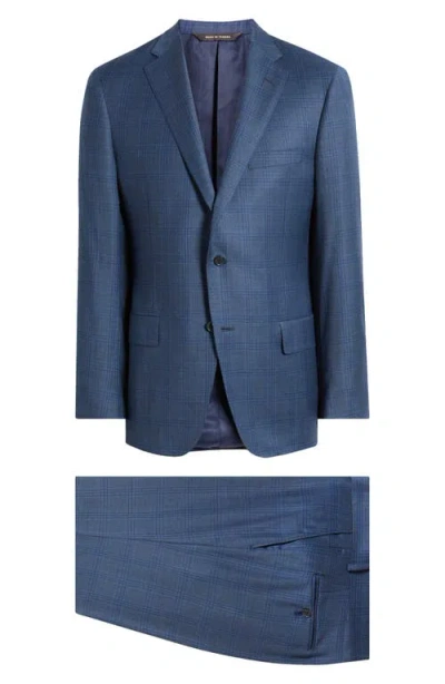 Heritage Gold Plaid Wool Suit In Blue