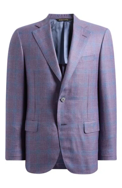 Heritage Gold Purple & Blue Plaid Slub Wool Blend Sport Coat