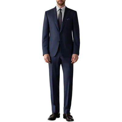 Heritage Gold Regular Fit Textured Blue Wool Suit