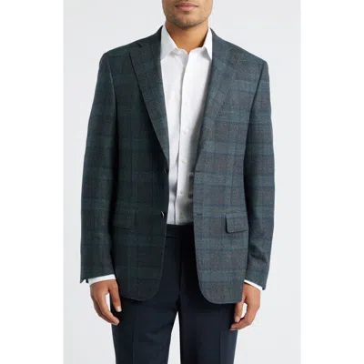 Heritage Gold Shadow Check Slub Super 110s Wool Mouliné Sport Coat In Blue