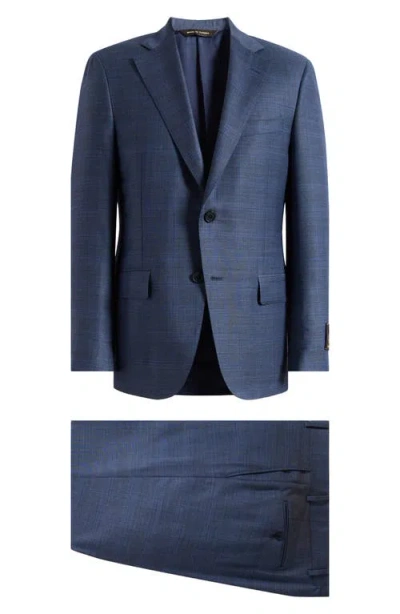 Heritage Gold Slate Blue Mélange Plaid Wool Suit