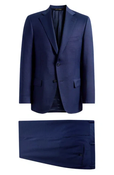 Heritage Gold Textured Dark Blue Wool Suit