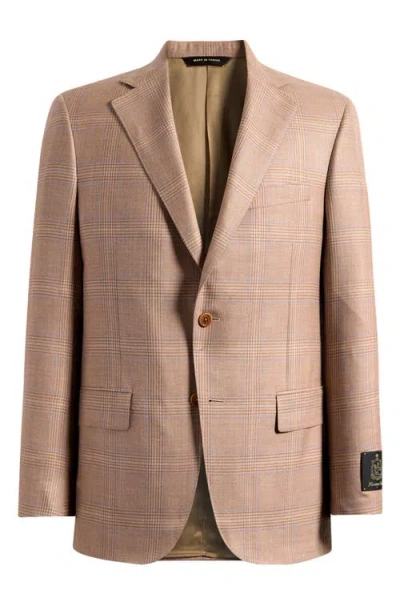 Heritage Gold Vicuna Plaid Wool & Silk Blend Sport Coat In Brown