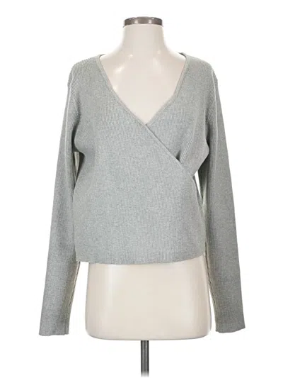 Pre-owned Heritage Long Sleeve Top Gray Plunge Neckline Tops