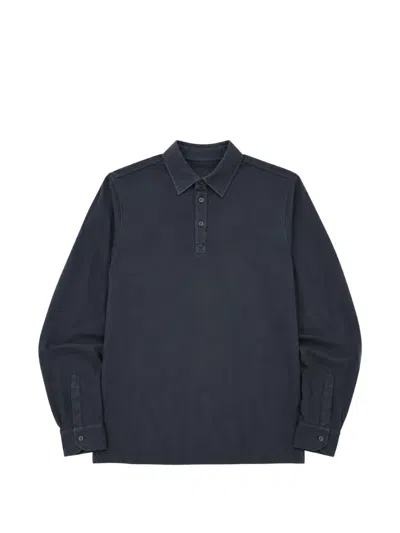 Heritage Long-sleeve Button-down Polo Shirt In Blue