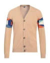 Heritage Man Cardigan Camel Size 40 Cotton In Beige