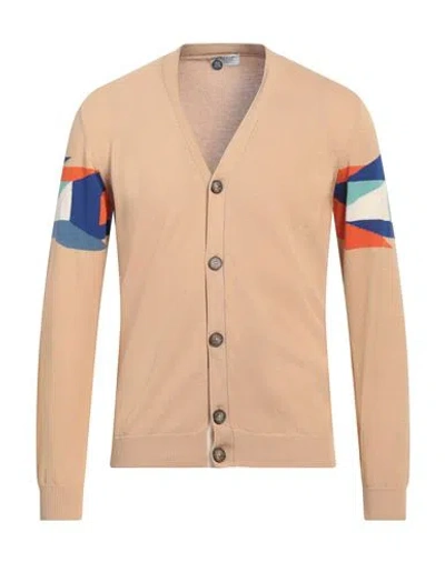 Heritage Man Cardigan Camel Size 40 Cotton In Beige