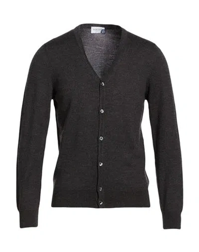 Heritage Man Cardigan Charcoal Size 36 Merino Wool In Black
