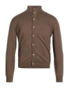 Heritage Man Cardigan Dark Brown Size 46 Cotton