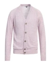 Heritage Man Cardigan Mauve Size 40 Linen, Silk In Purple