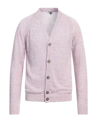 Heritage Man Cardigan Mauve Size 40 Linen, Silk In Purple