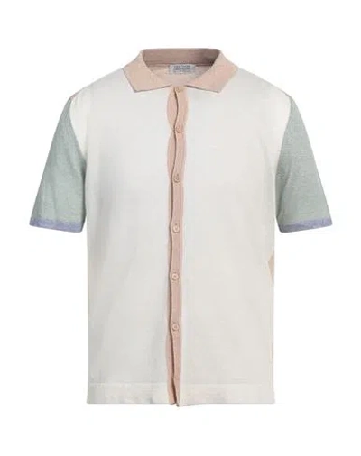 Heritage Man Cardigan Off White Size 40 Linen, Cotton