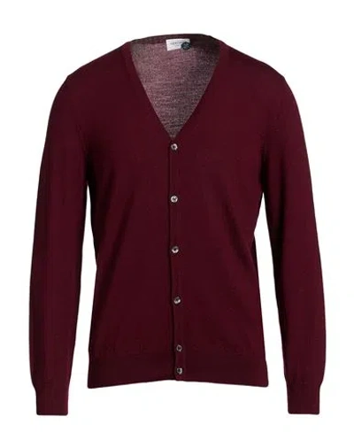 Heritage Man Cardigan Plum Size 36 Merino Wool In Multi