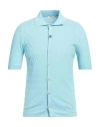Heritage Man Cardigan Sky Blue Size 38 Cotton