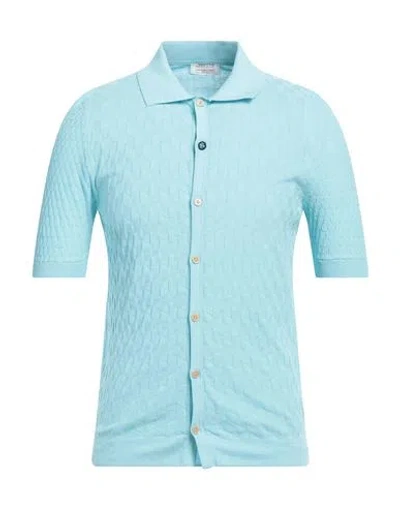 Heritage Man Cardigan Sky Blue Size 38 Cotton In Blue