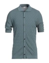 Heritage Man Cardigan Slate Blue Size 42 Cotton