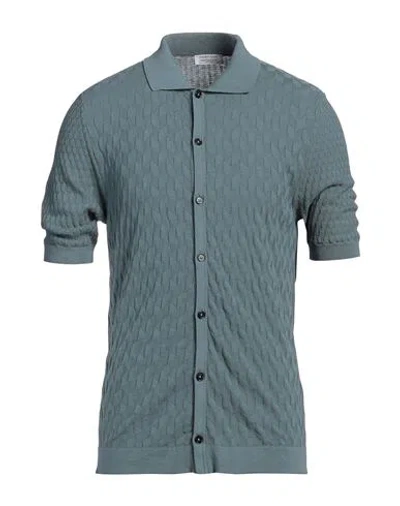 Heritage Man Cardigan Slate Blue Size 42 Cotton