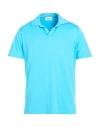 Heritage Man Polo Shirt Azure Size 44 Cotton In Blue