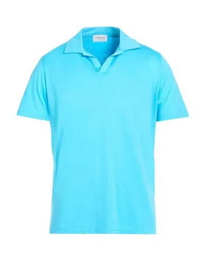 Heritage Man Polo Shirt Azure Size 44 Cotton In Blue