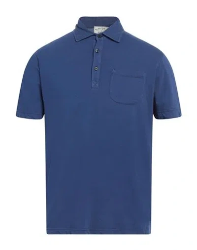 Heritage Man Polo Shirt Navy Size 40 Cotton, Elastane In Blue