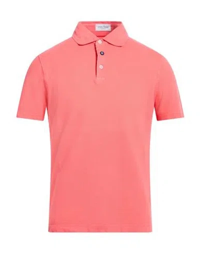 Heritage Man Polo Shirt Coral Size 44 Cotton, Elastane In Red