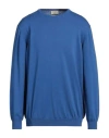 Heritage Man Sweater Bright Blue Size 38 Cotton In Blue