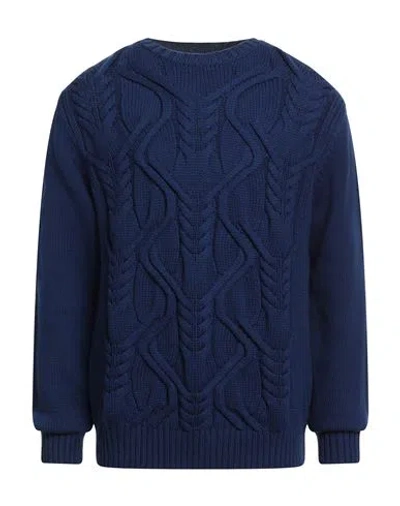 Heritage Man Sweater Blue Size 42 Virgin Wool In Blue