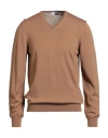 Heritage Man Sweater Camel Size 40 Merino Wool In Brown