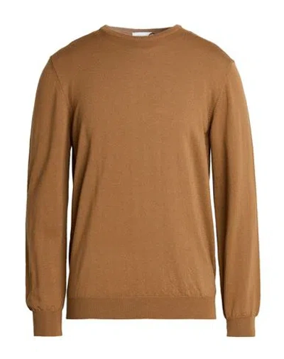 Heritage Man Sweater Camel Size 42 Merino Wool In Beige
