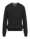 Heritage Man Sweater Charcoal Size 46 Virgin Wool, Cashmere In Black