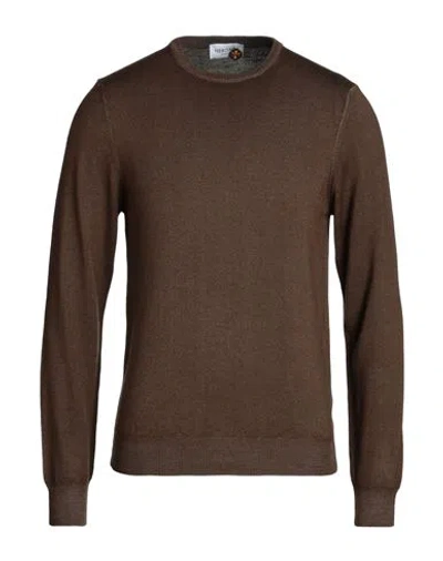 Heritage Man Sweater Cocoa Size 46 Merino Wool In Brown