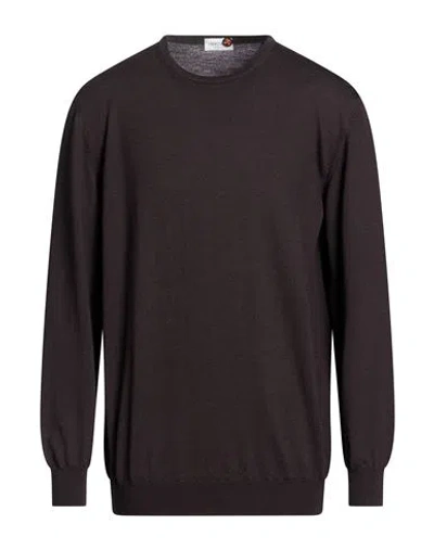 Heritage Man Sweater Dark Brown Size 48 Merino Wool