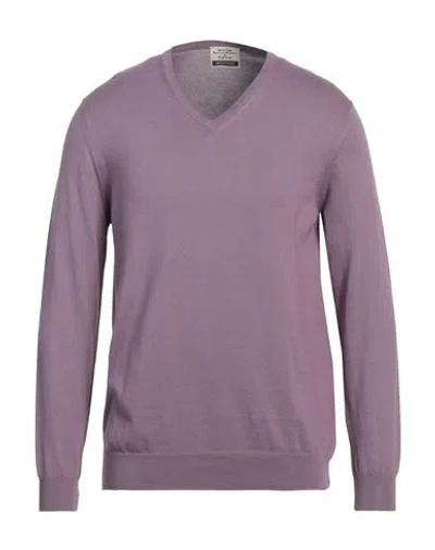 Heritage Man Sweater Mauve Size 44 Cotton In Purple