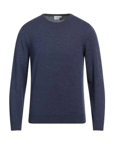 Heritage Man Sweater Navy Blue Size 38 Merino Wool In Navy Blue
