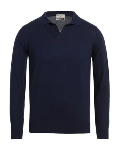 Heritage Man Sweater Navy Size 40 Cotton In Blue