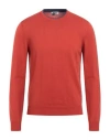 Heritage Man Sweater Rust Size 40 Cotton In Red