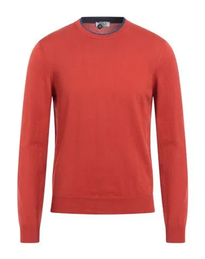 Heritage Man Sweater Rust Size 40 Cotton In Red