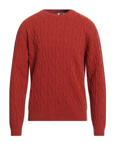 Heritage Man Sweater Rust Size 40 Virgin Wool, Cashmere In Red