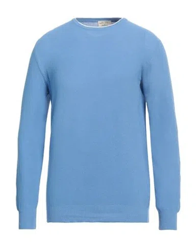 Heritage Man Sweater Sky Blue Size 38 Cotton In Blue