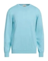 Heritage Man Sweater Turquoise Size 48 Cotton In Blue