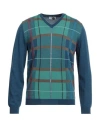 Heritage Man Sweater Slate Blue Size 40 Merino Wool In Blue