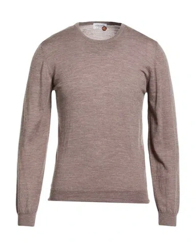 Heritage Man Sweater Taupe Size 38 Merino Wool In Brown