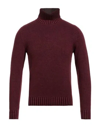 Heritage Man Turtleneck Burgundy Size 36 Wool, Cashmere In Red