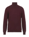 Heritage Man Turtleneck Burgundy Size 44 Merino Wool In Red