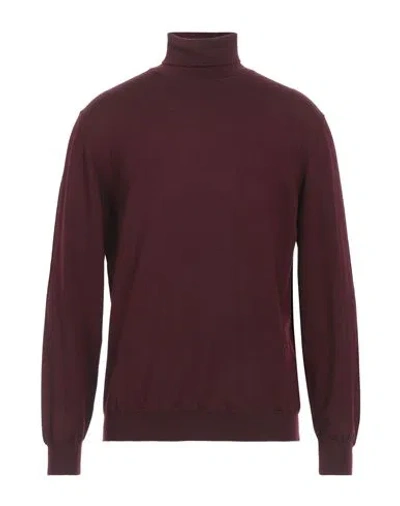 Heritage Man Turtleneck Burgundy Size 44 Merino Wool In Red