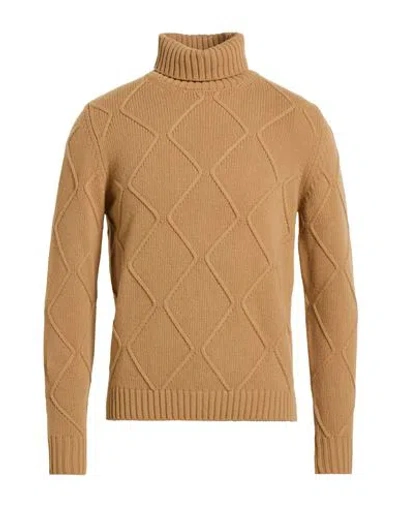 Heritage Man Turtleneck Camel Size 36 Virgin Wool, Cashmere In Brown