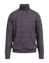 Heritage Man Turtleneck Dark Purple Size 42 Alpaca Wool, Cotton, Polyamide, Wool In Purple